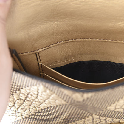 Burberry Metallic Signature Grain Calfskin Check Embossed Langley Crossbody Gold 8 of 10