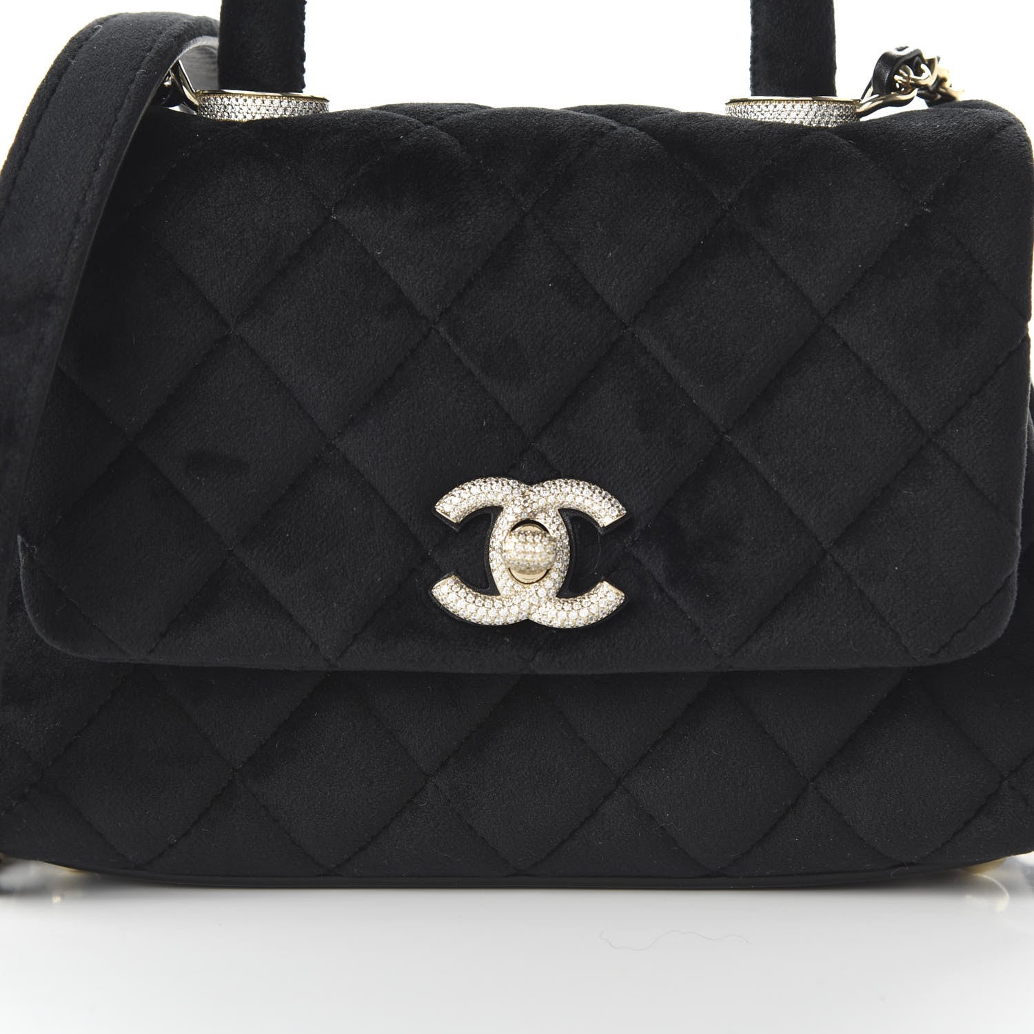 Chanel Velvet Crystal Quilted Extra Mini Coco Handle Flap Black 10 of 12