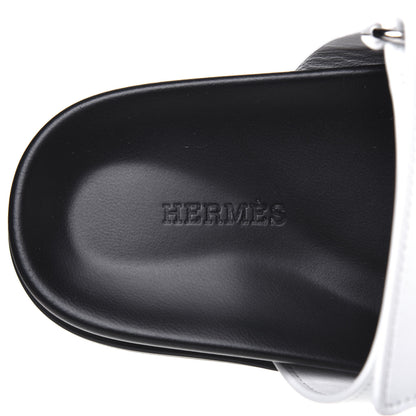 Hermes Calfskin Womens Chypre Sandals 37 White 7 of 9