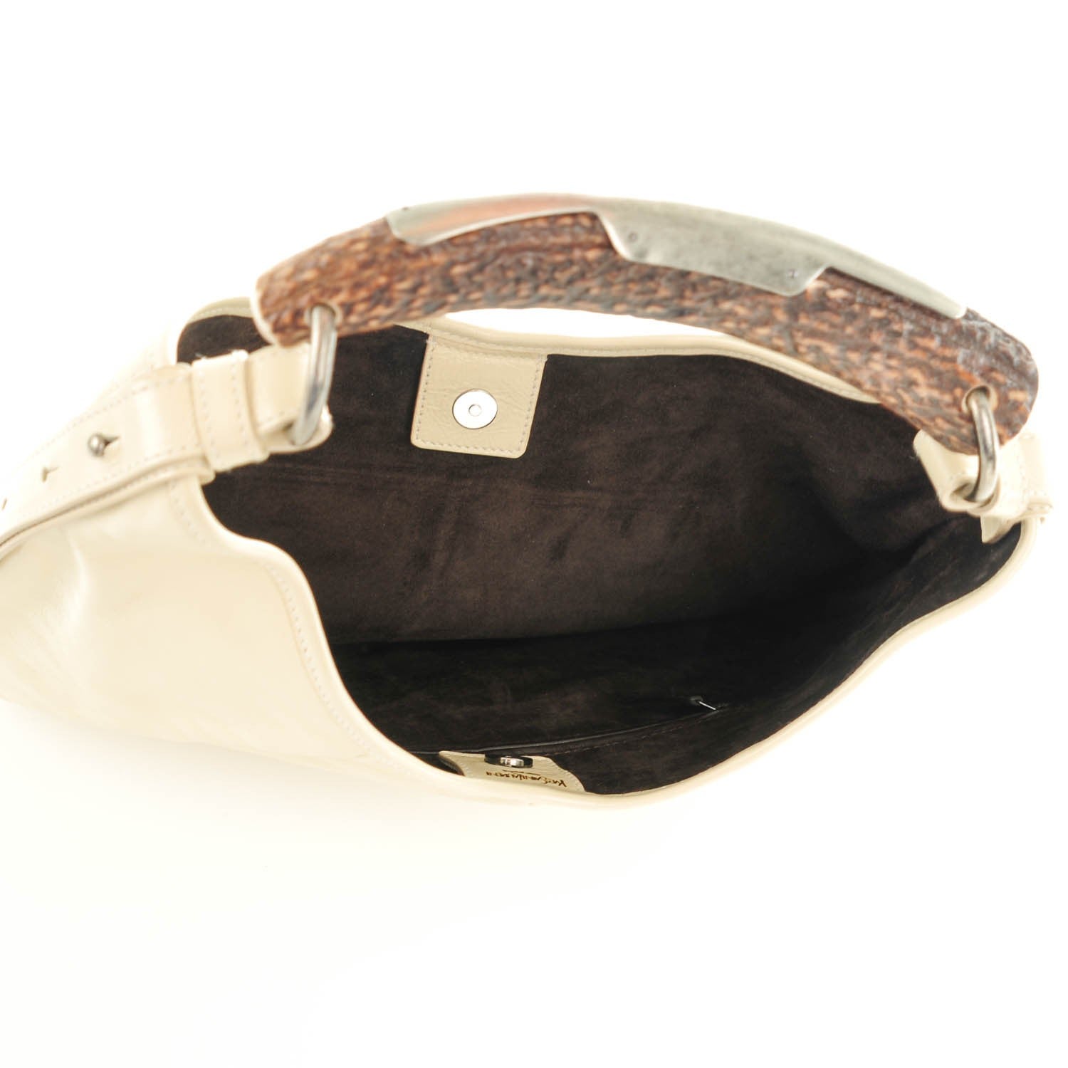 Saint Laurent Calfskin Mombasa Horn Hobo Off White 5 of 7