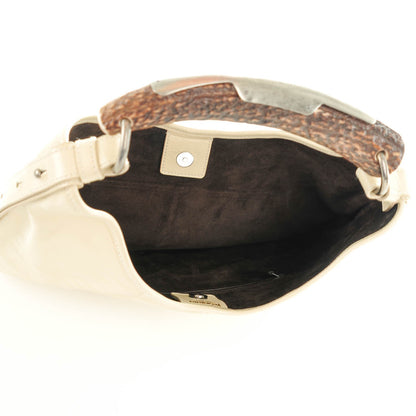 Saint Laurent Calfskin Mombasa Horn Hobo Off White 5 of 7