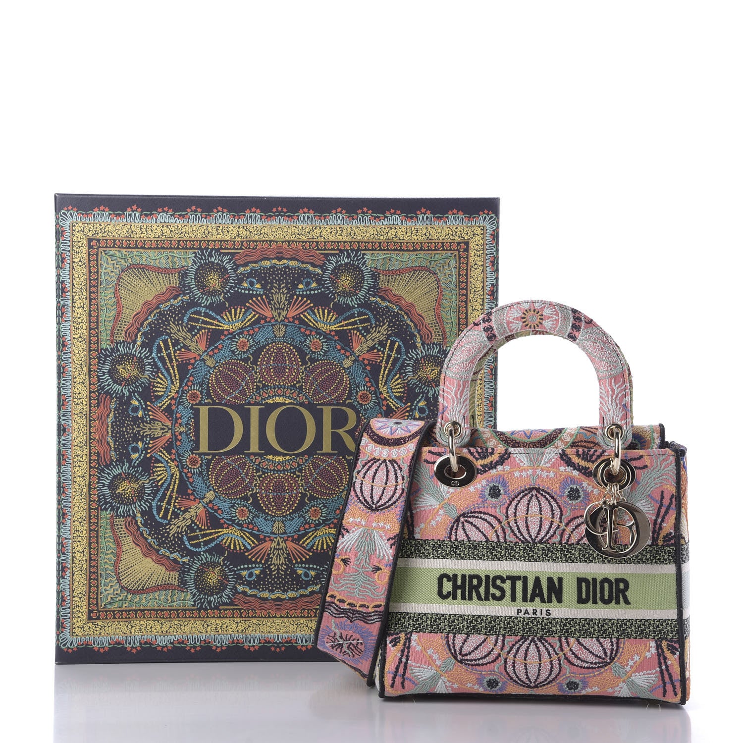 Christian Dior Canvas Embroidered Cannage Medium Lady Dior 9 of 9