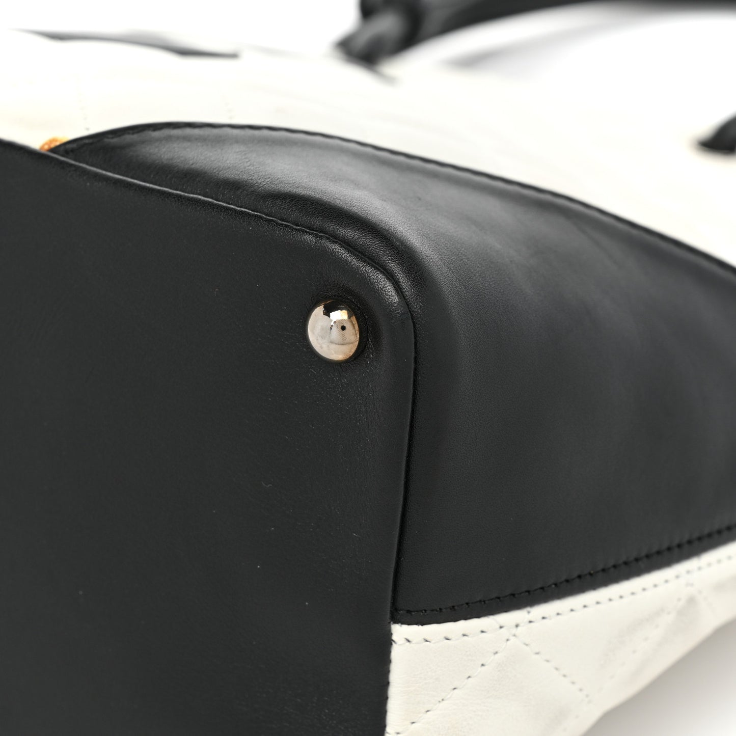 Calfskin Quilted Medium Cambon Tote White Black