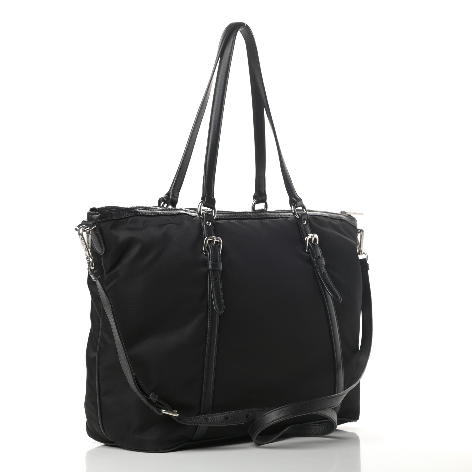Prada Tessuto Nylon Soft Calf Tote Black 3 of 13