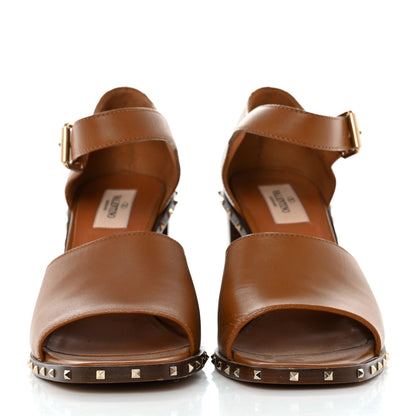 Valentino Garavani Calfskin Soul Rockstud Sandals 39.5 Saddle Brown 2 of 9