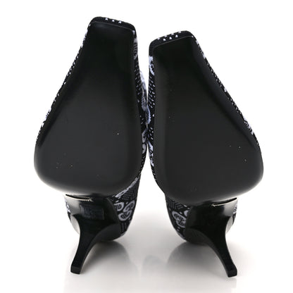 Gucci Technical Jersey Knit GG Monogram Square G 75mm Ankle Boots 37 Black Great White 5 of 8