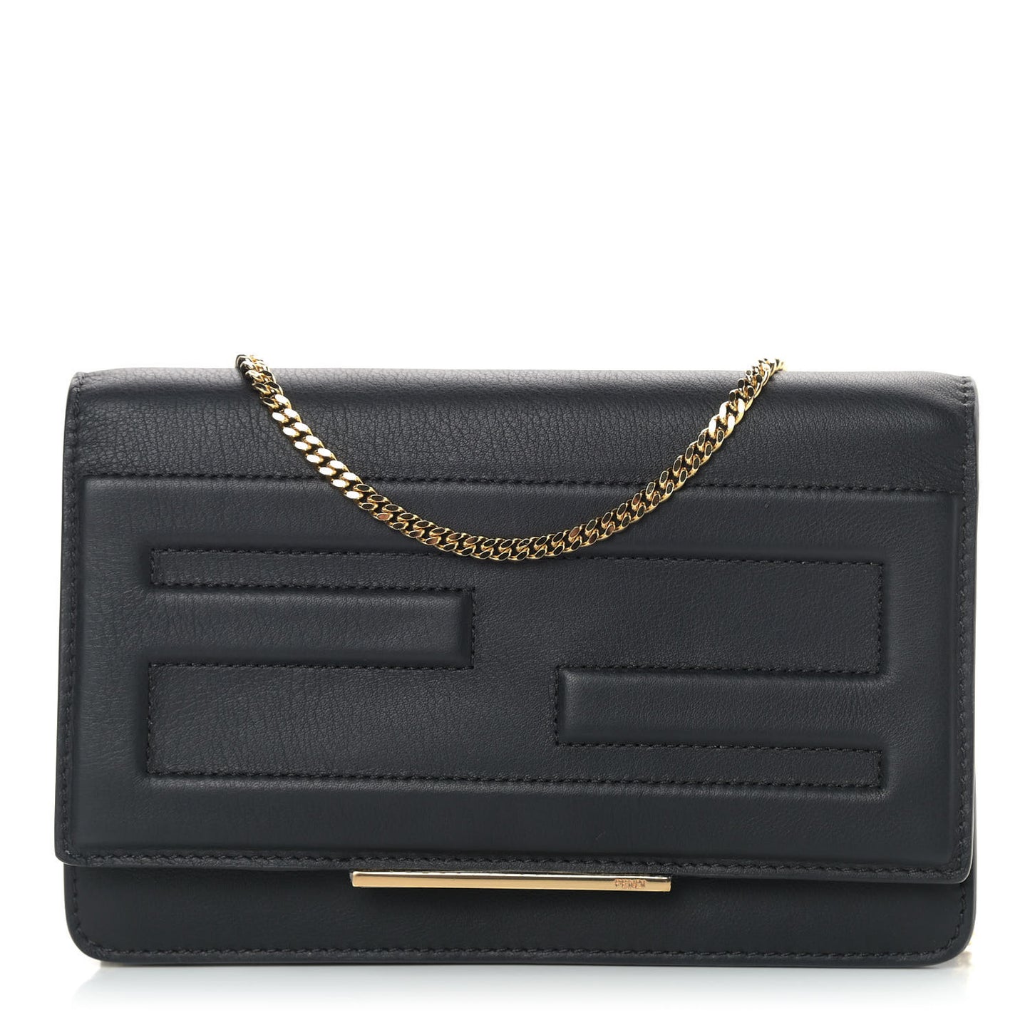 Vitello Flamingo Tube Wallet on Chain Black