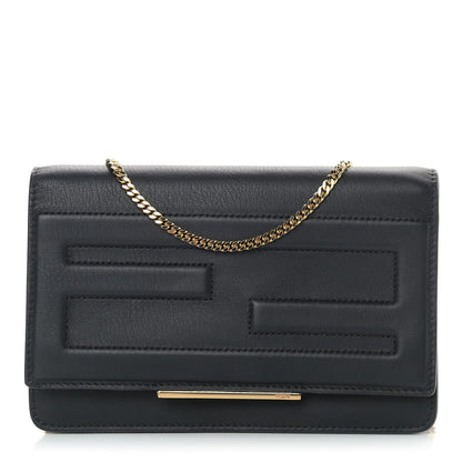 Fendi Vitello Flamingo Tube Wallet on Chain Black 1 of 10