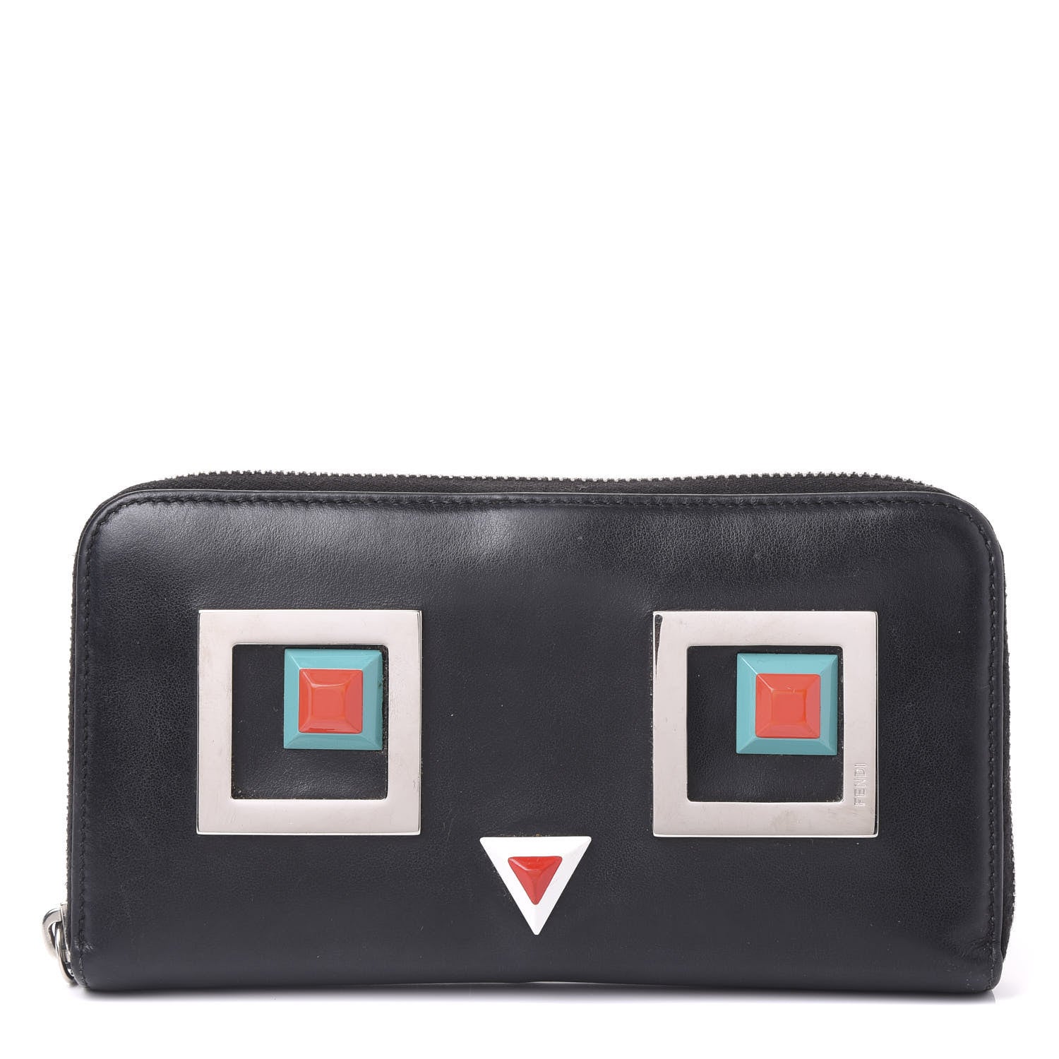 Fendi Vitello Century Hypnoteyes Zip Around Wallet Black 1 of 8