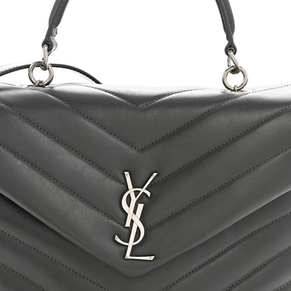 Saint Laurent Calfskin Y Quilted Monogram Medium LouLou Satchel Storm 8 of 13