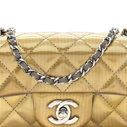 Chanel Striated Patent Quilted Extra Mini Rectangular Flap Gold 8 of 14