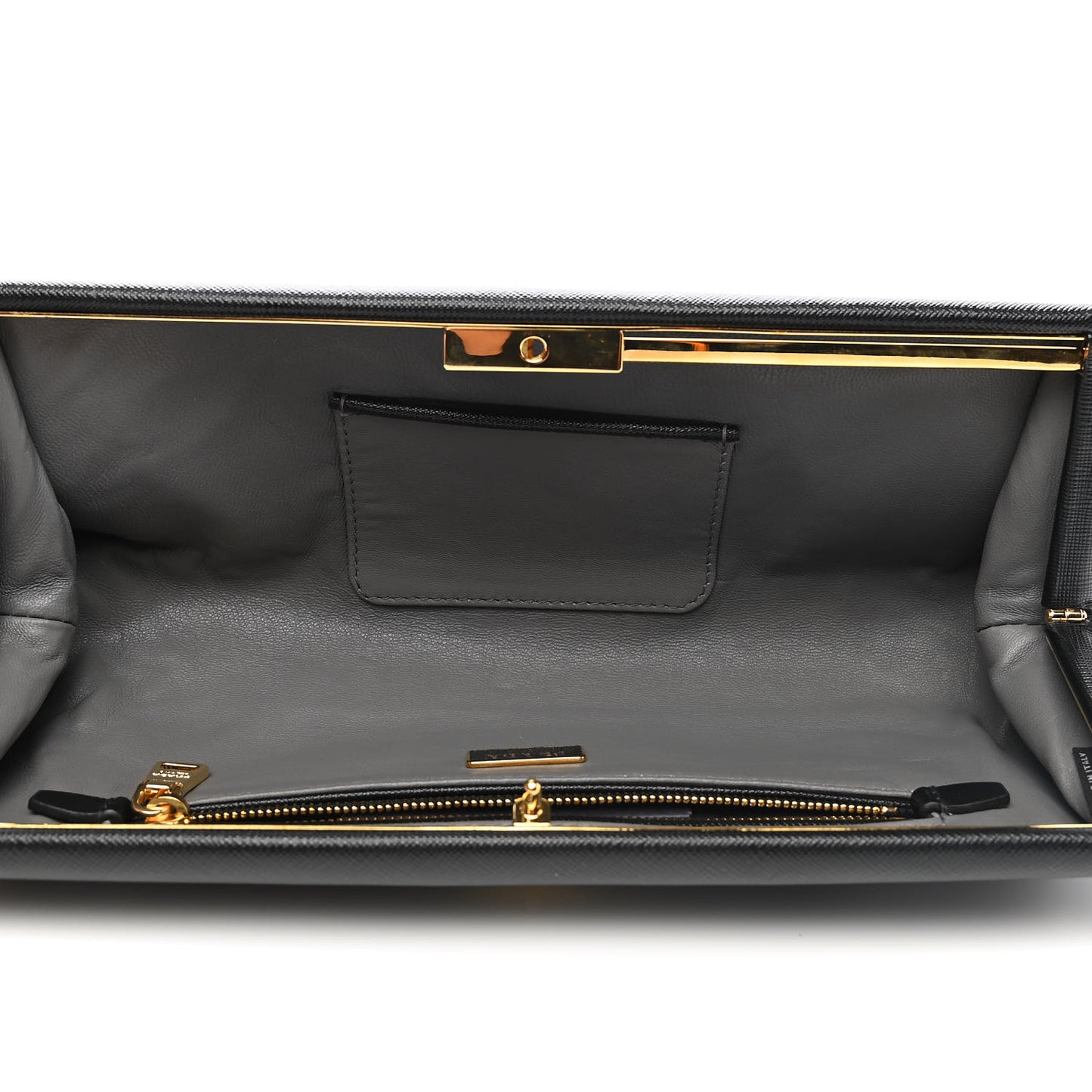 Saffiano Frame Clutch Black