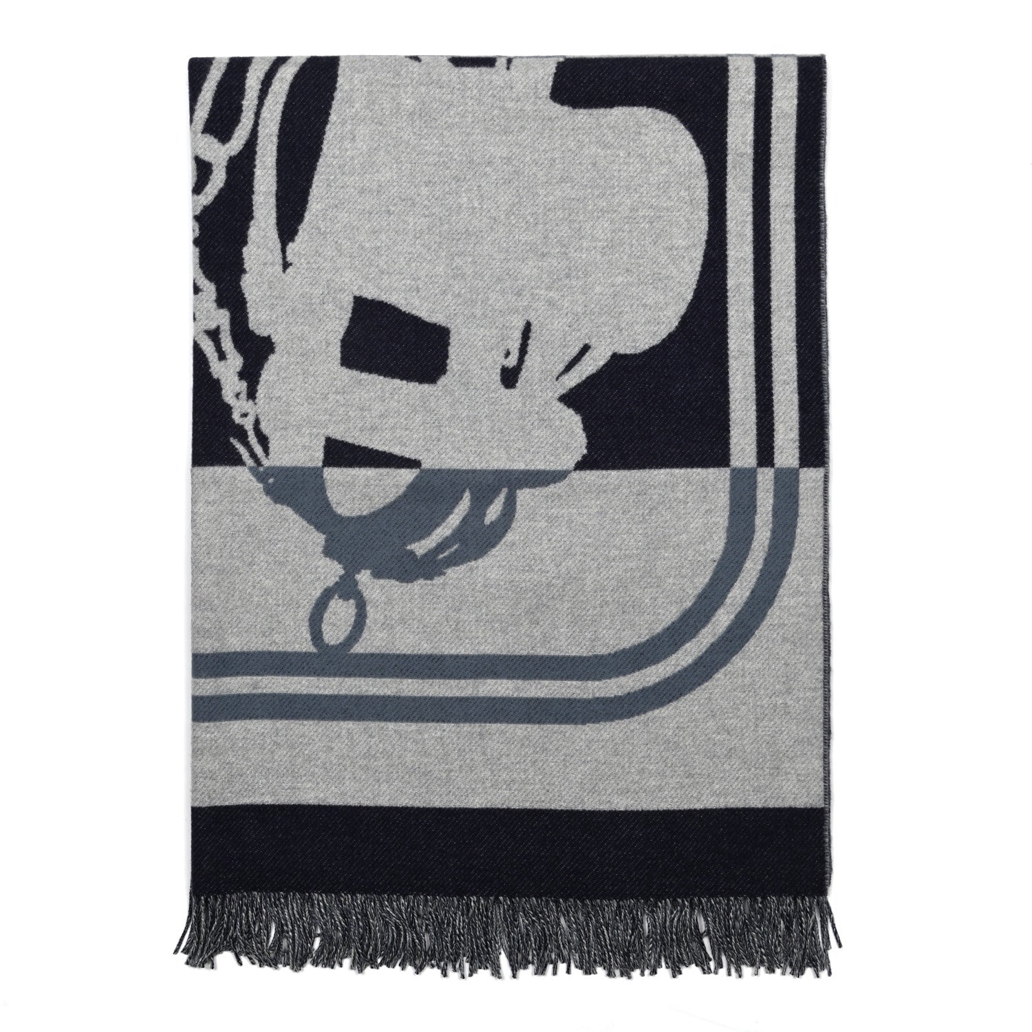 Hermes Cashmere Wool Brides De Gala Plaid Blanket Glacier 1 of 3