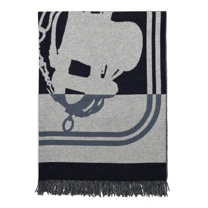Hermes Cashmere Wool Brides De Gala Plaid Blanket Glacier 1 of 3