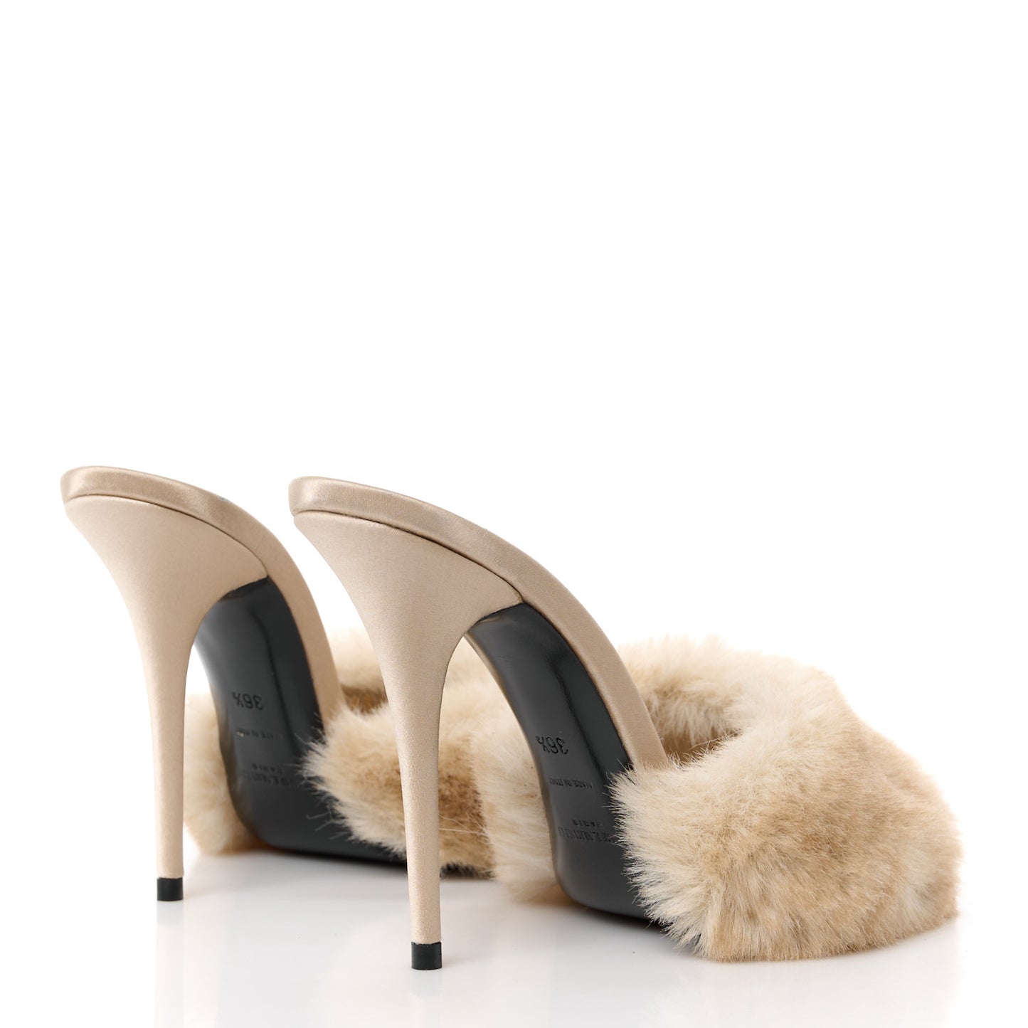 Faux Fur La 16 Mule Sandals 36.5 Light Beige