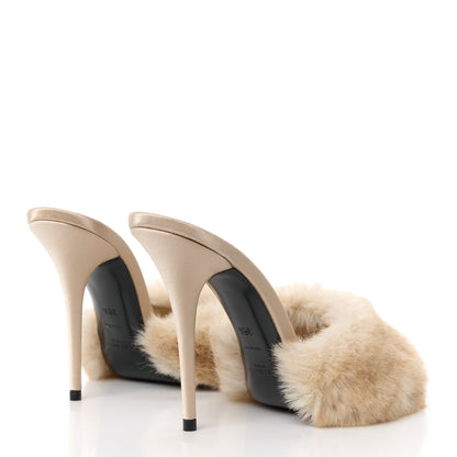 Saint Laurent Faux Fur La 16 Mule Sandals 36.5 Light Beige 4 of 9