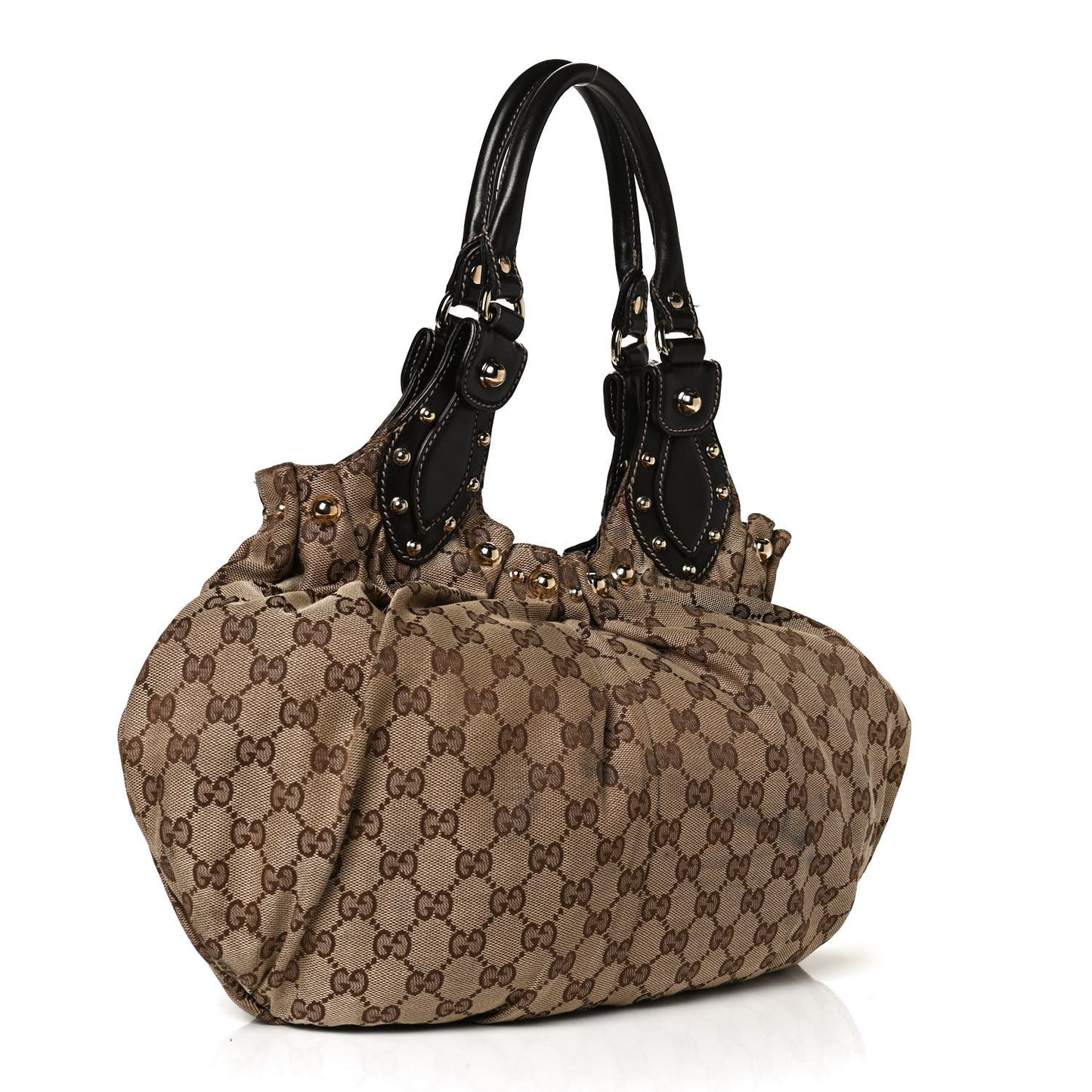 Monogram Studded Medium Pelham Shoulder Bag Dark Brown
