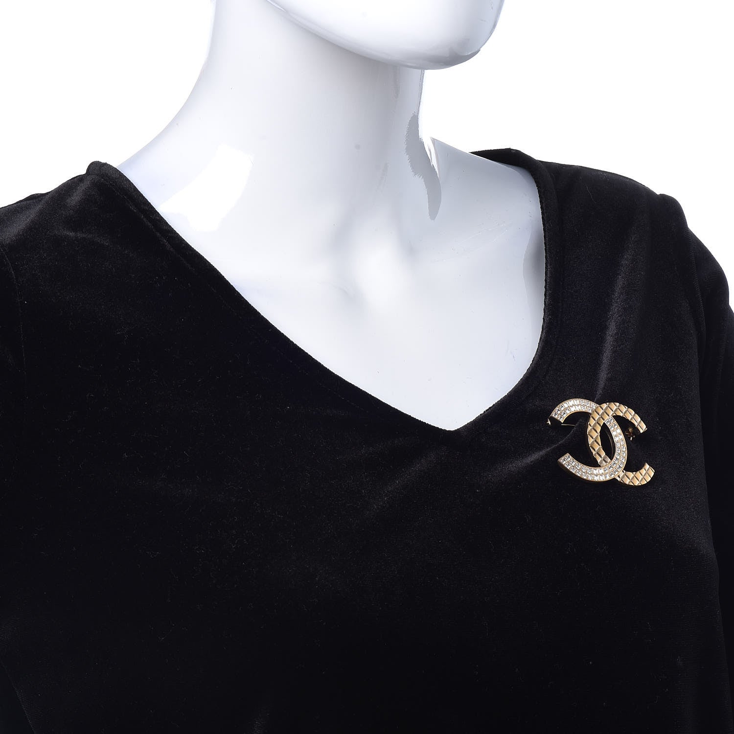 Chanel Baguette Crystal Quilted CC Brooch Gold 2 of 4