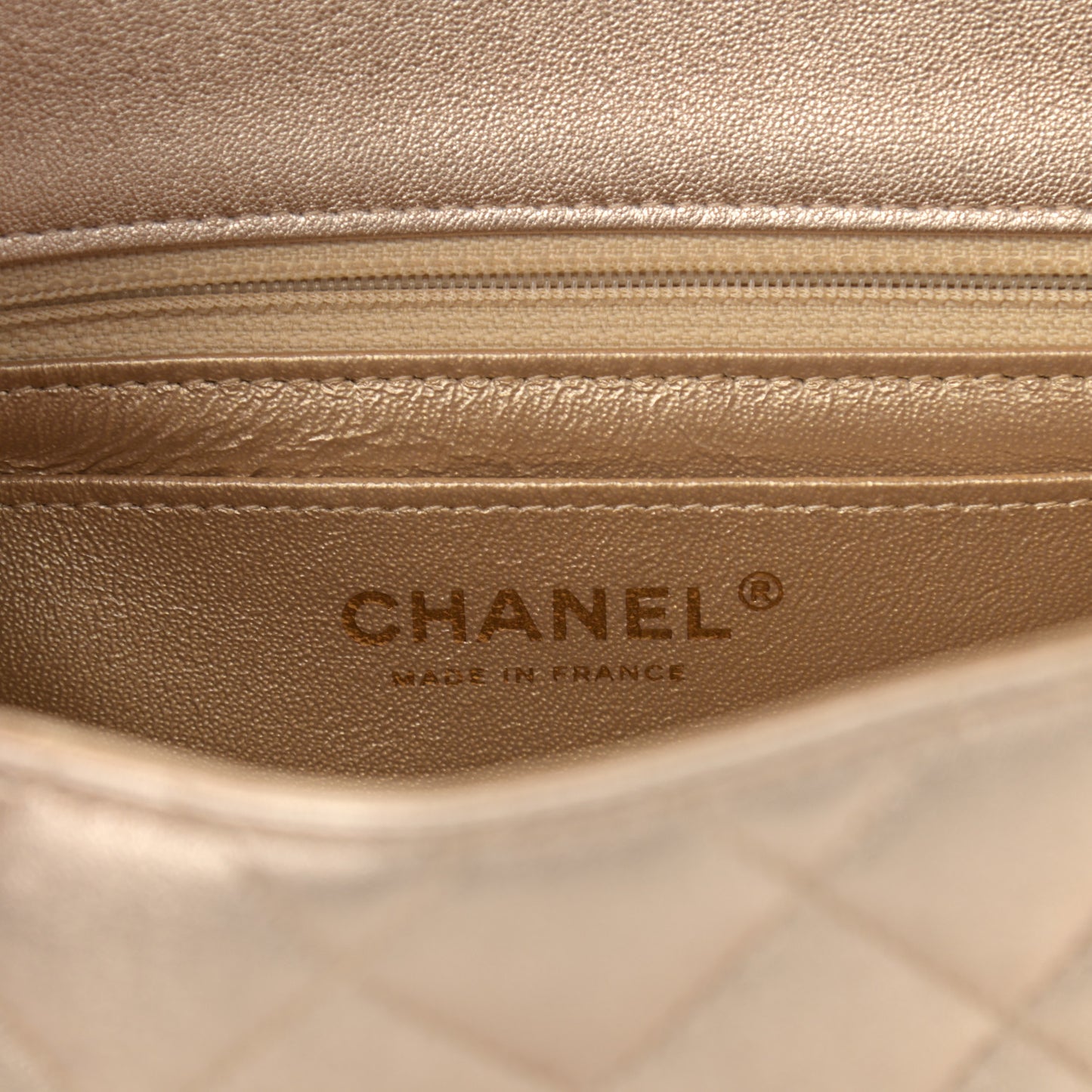 Metallic Lambskin Quilted Mini Square Flap Gold