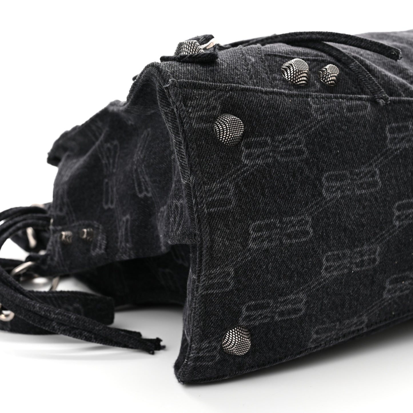Washed Denim BB Monogram Neo Cagole City Handbag Black