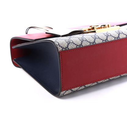 Gucci GG Supreme Monogram Moon Calfskin Medium Padlock Shoulder Bag Beige Blue Hibiscus Red Mystic White 5 of 10