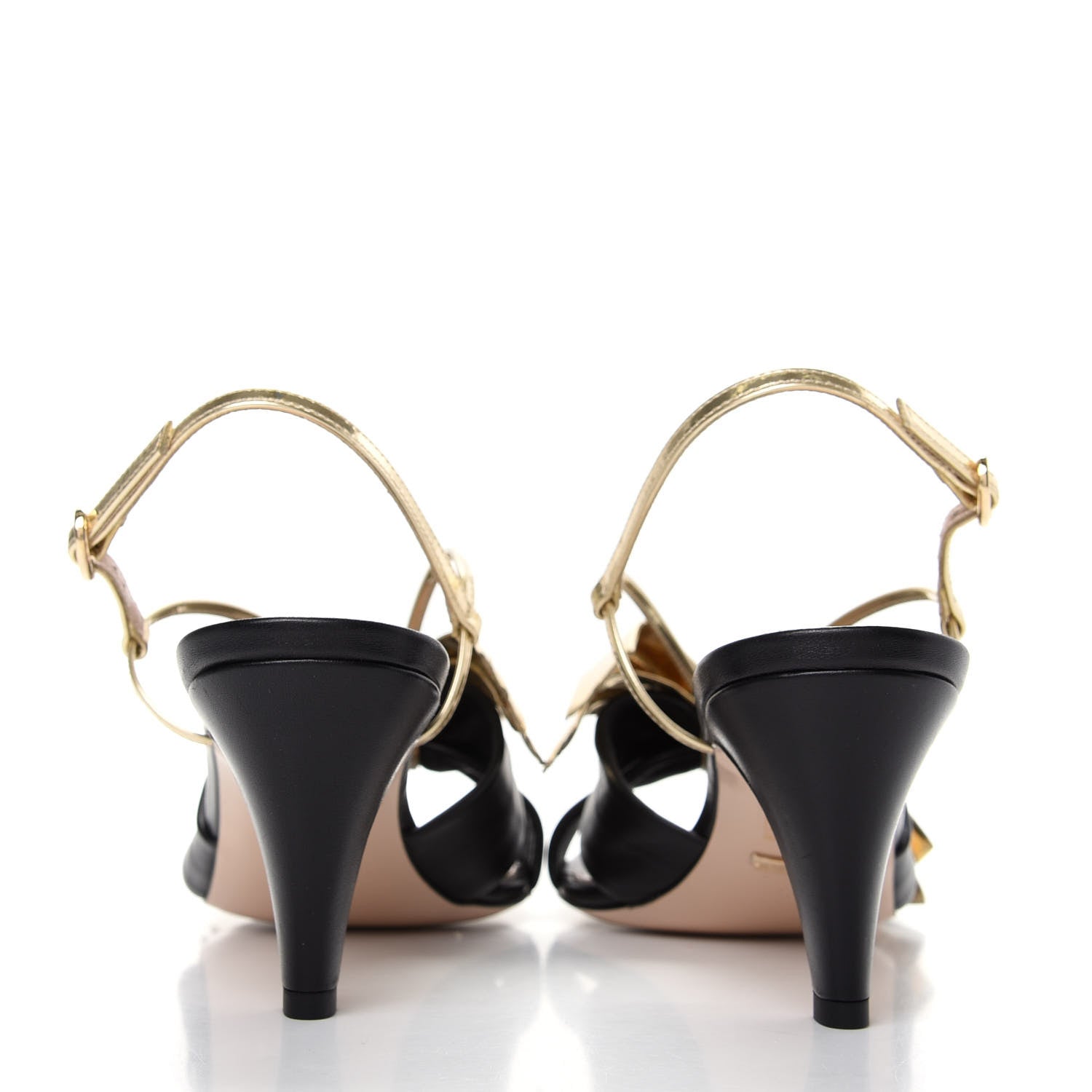 Gucci Nappa Metallic Bow Daphne Mid Heel Sandals 39 Black Platino 7 of 10