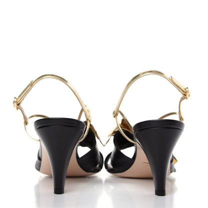 Gucci Nappa Metallic Bow Daphne Mid Heel Sandals 39 Black Platino 7 of 10