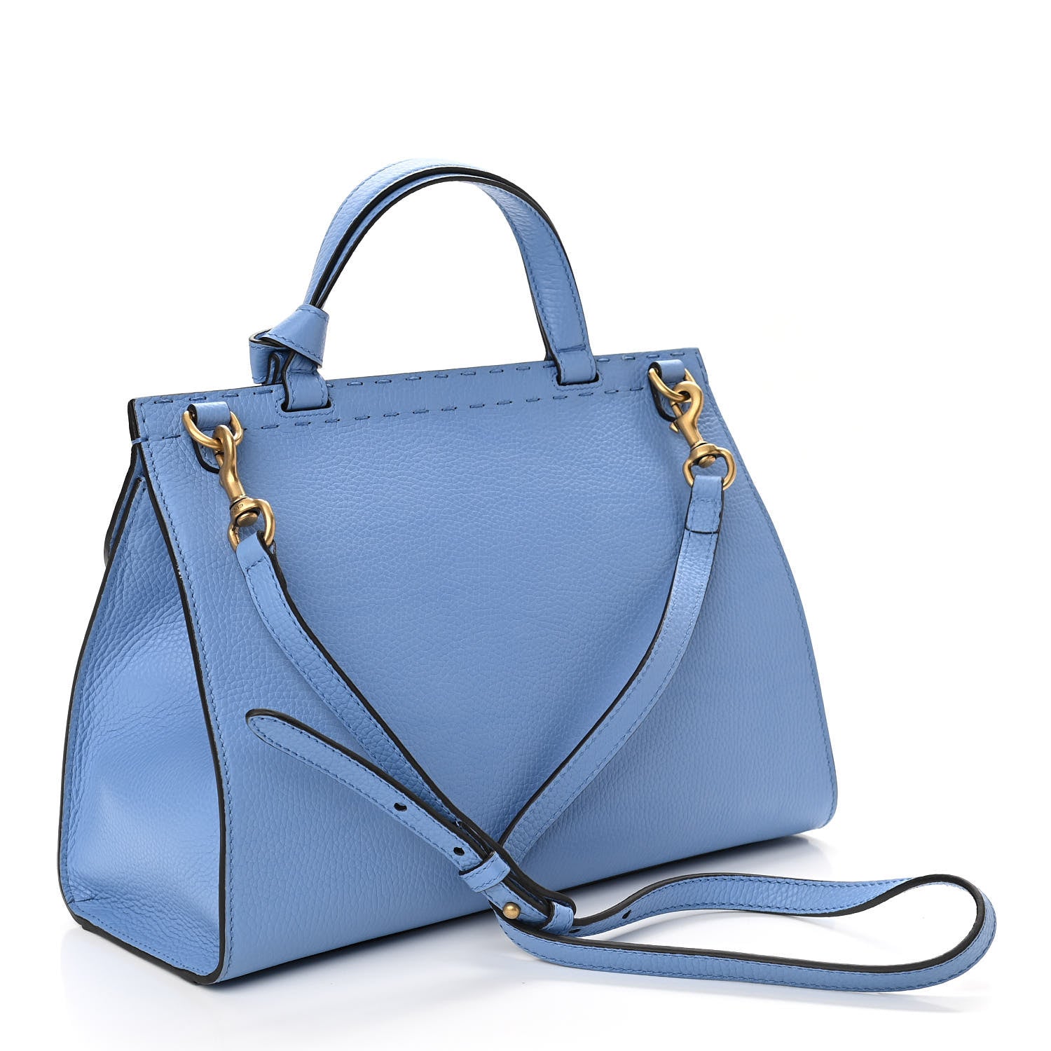 Gucci Calfskin Small GG Marmont Top Handle Bag Clear Sky Blue 3 of 10