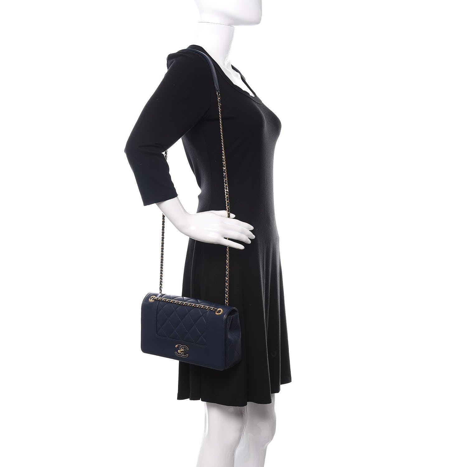 Chanel Sheepskin Quilted Medium Vintage Mademoiselle Flap Dark Navy 2 of 13