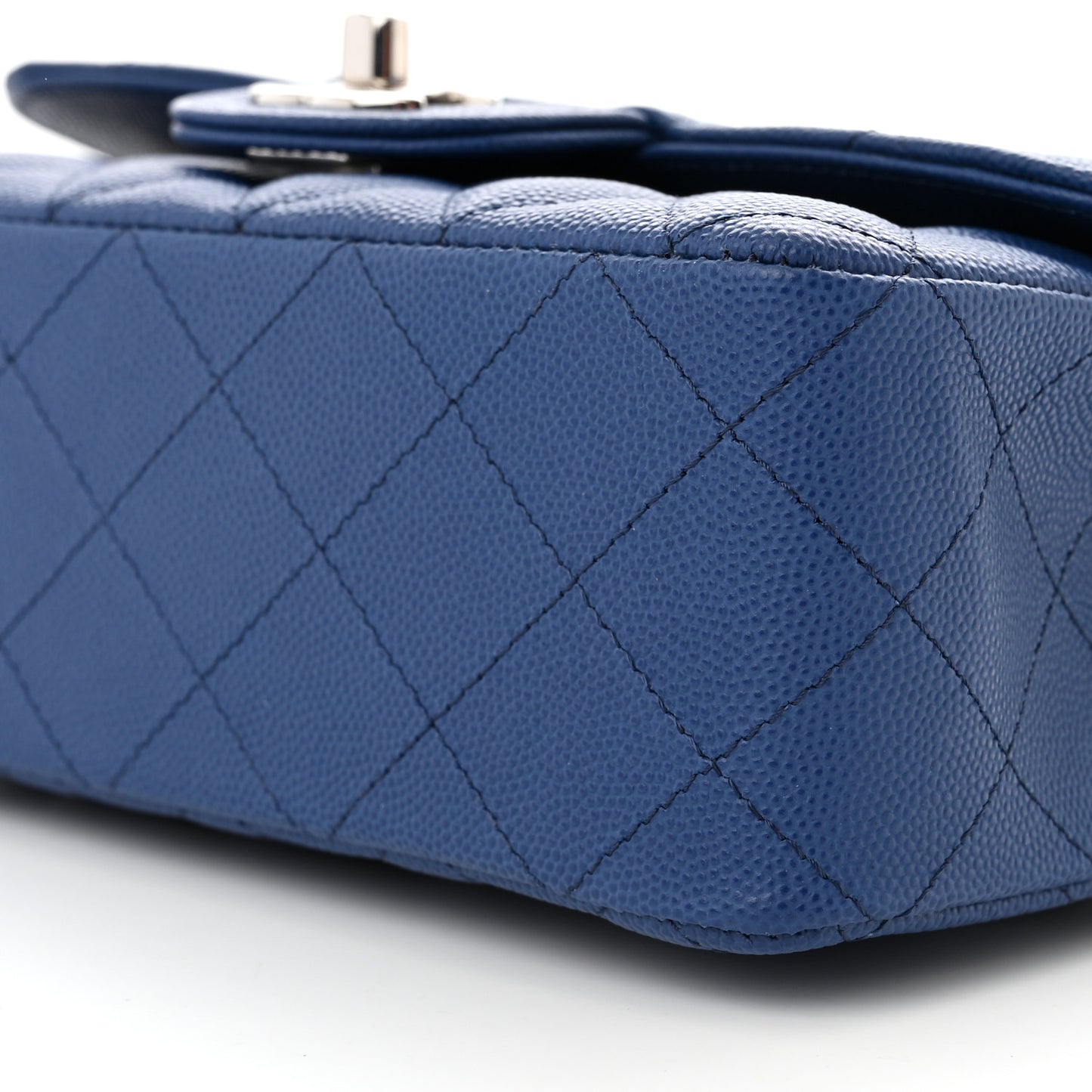 Caviar Quilted Mini Rectangular Flap Blue