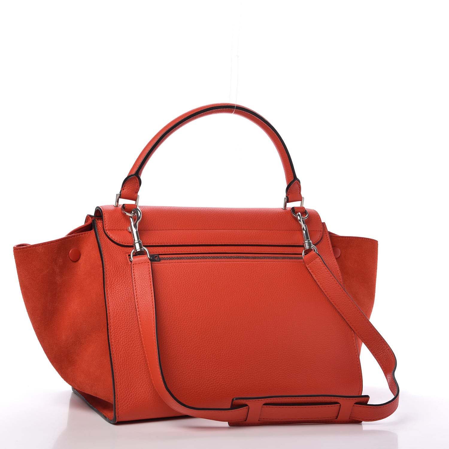 Celine Drummed Calfskin Suede Medium Trapeze Coquelicot 3 of 9