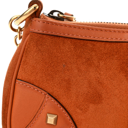 Gucci Suede Monogram Horsebit Nail Chain Pochette Orange 15 of 15