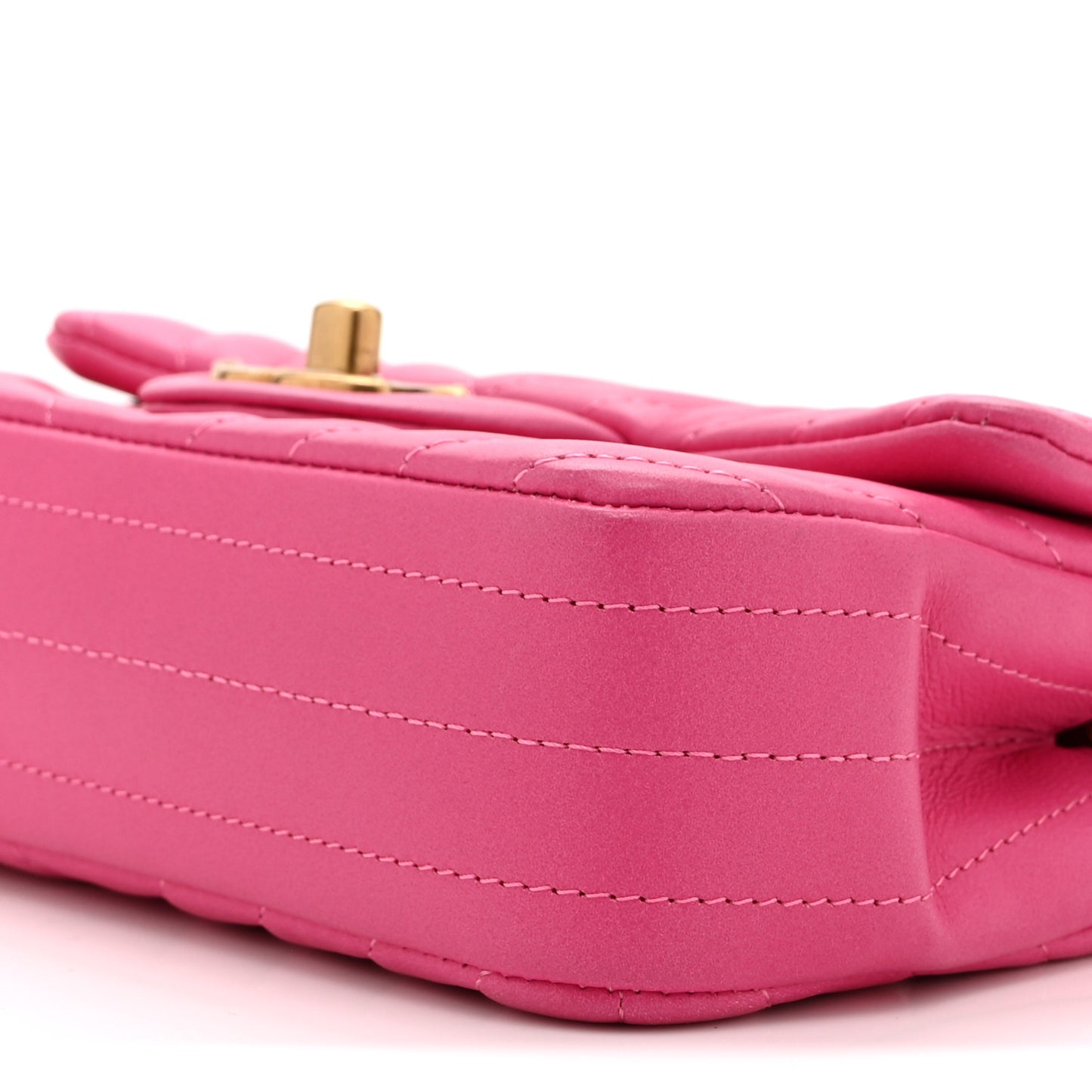 Lambskin Chevron Quilted Mini Rectangular Flap Pink
