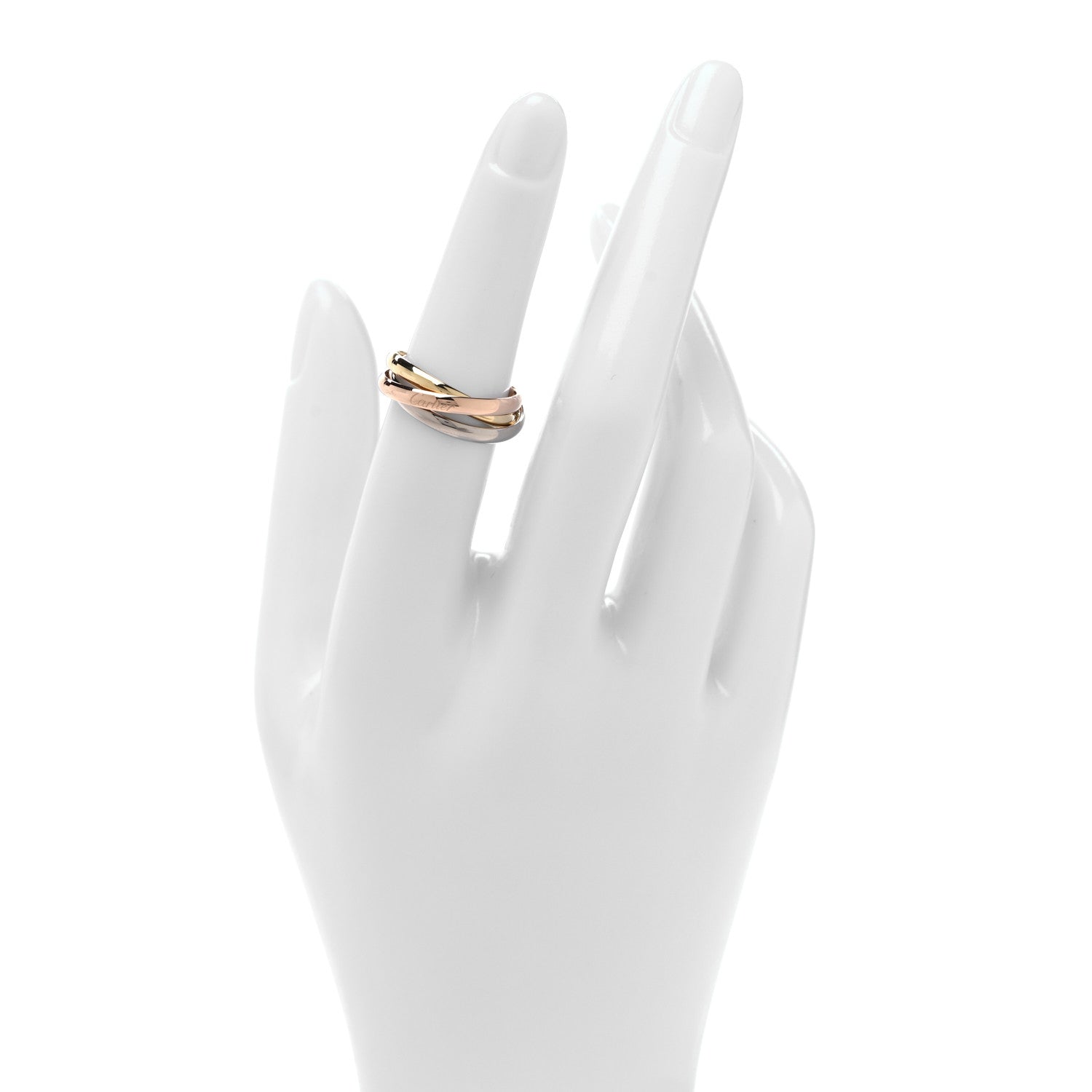Cartier 18K Pink Yellow White Gold Small Trinity Ring 51 5.75 2 of 5