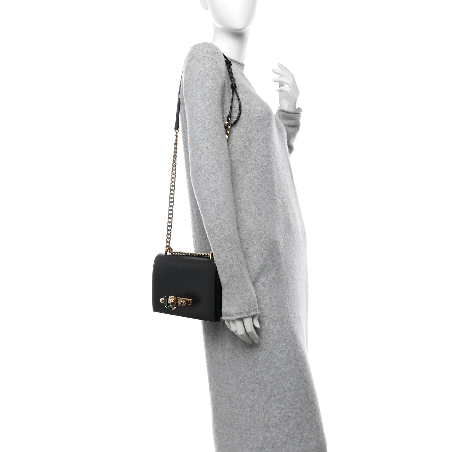 Alexander McQueen Calfskin Knuckle Crossbody Black 2 of 12