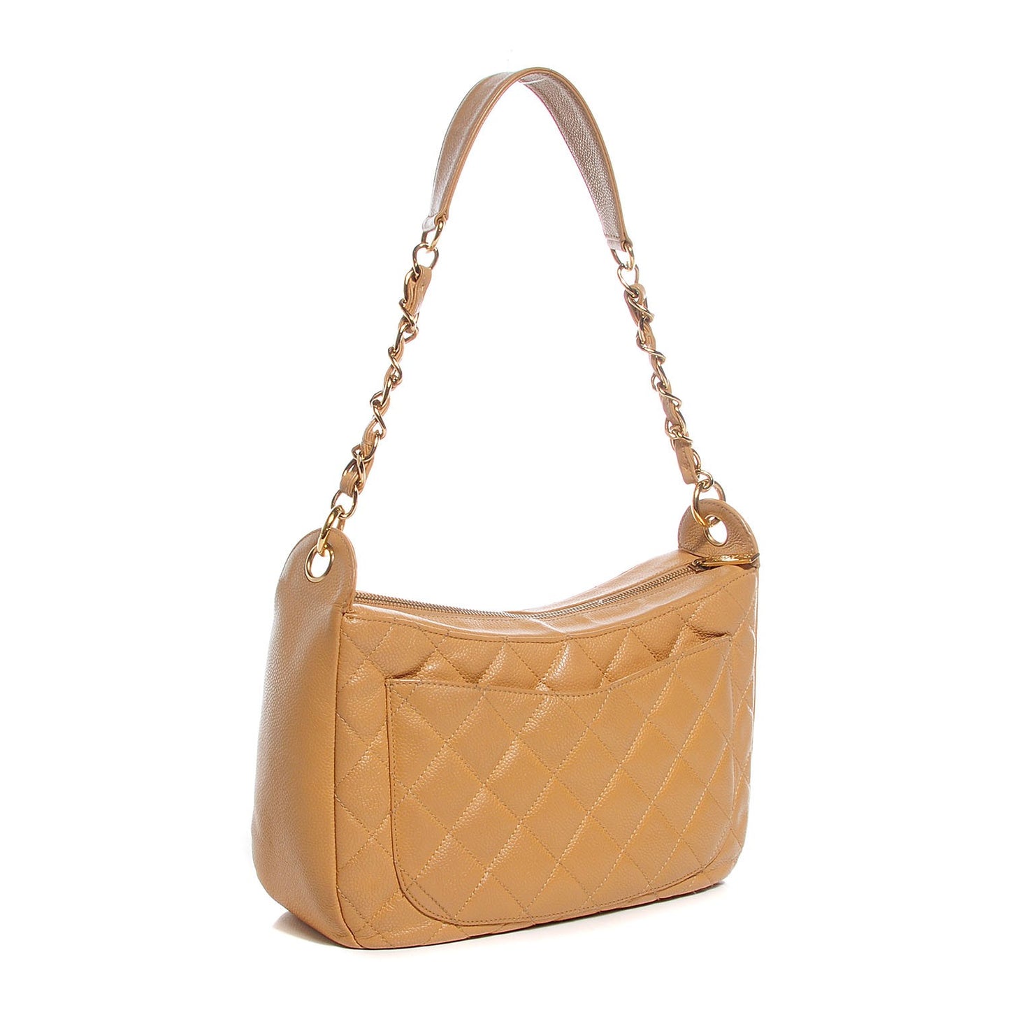 Caviar Quilted Hobo Beige