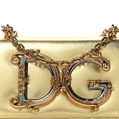 Dolce & Gabbana Metallic Calfskin DG Girls Shoulder Bag Gold 7 of 9