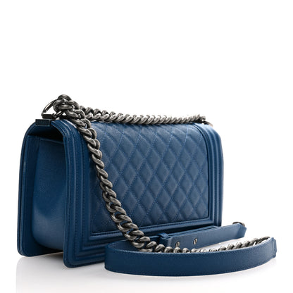 Chanel Caviar Quilted Medium Boy Flap Blue 3 of 11