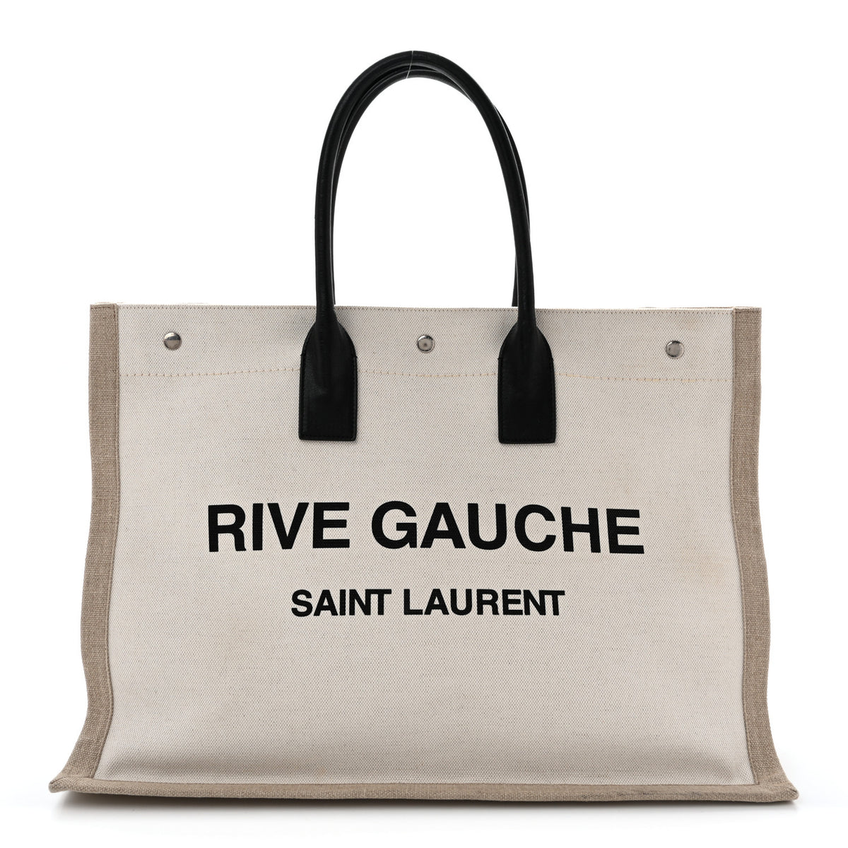 Saint Laurent Linen Calfskin Rive Gauche Tote Optic White 1 of 16