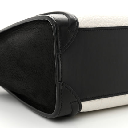 Celine Bullhide Calfskin Nubuck Bi-Color Nano Luggage Black White 8 of 13