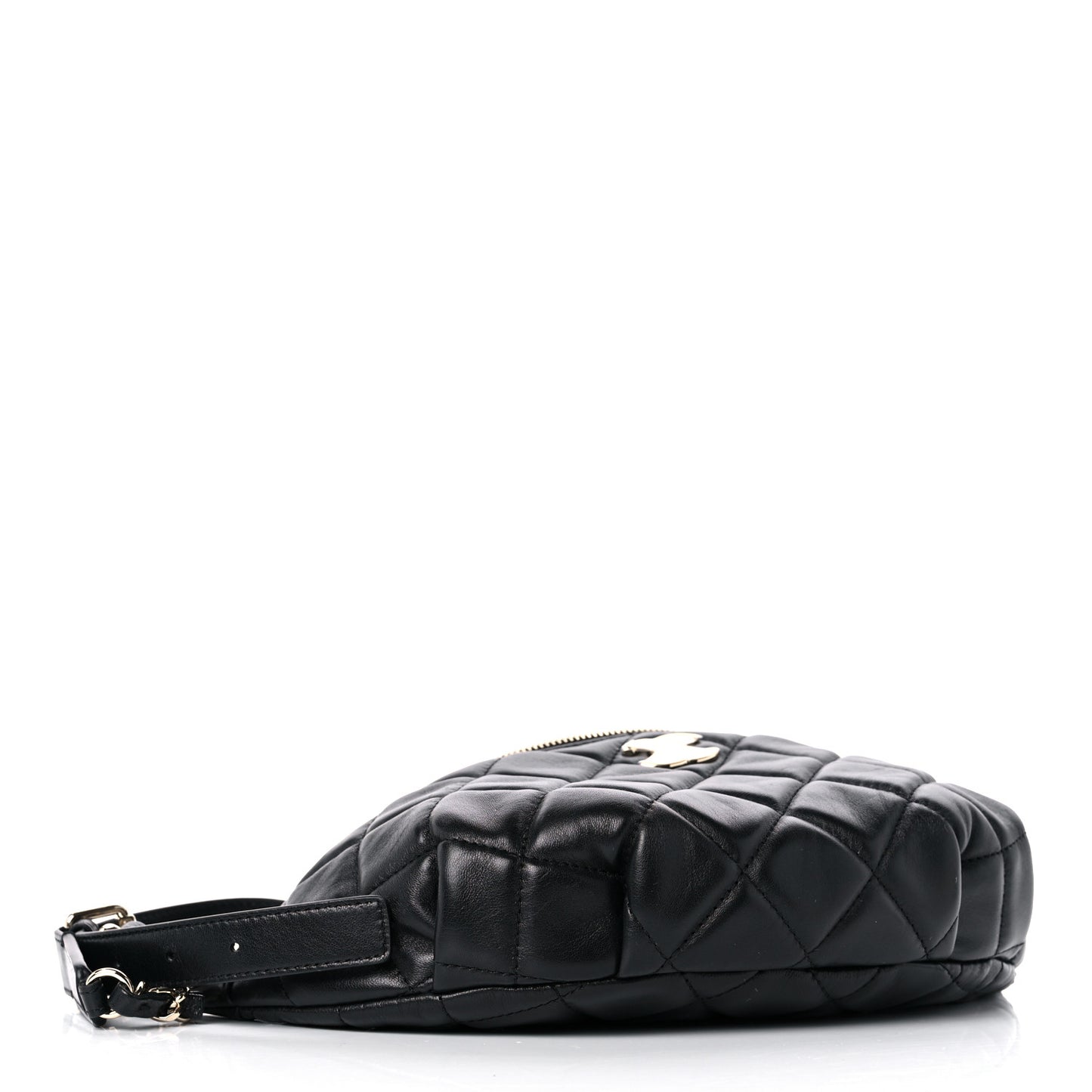 Lambskin Quilted Waist Bag Fanny Pack Black