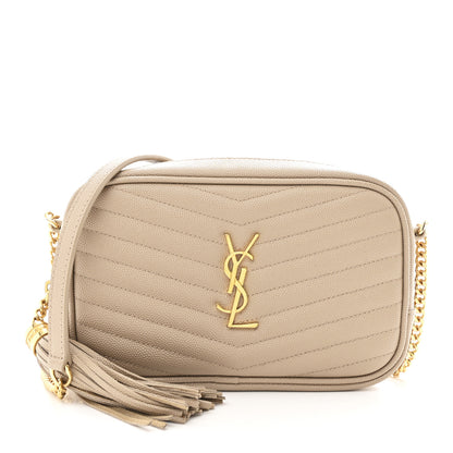 Saint Laurent Grain De Poudre Matelasse Monogram Mini Lou Camera Bag Dark Beige 1 of 11