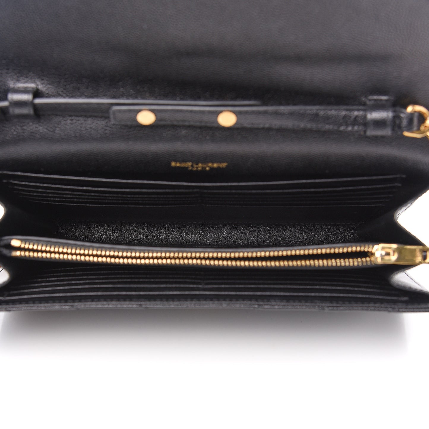 Grain De Poudre Matelasse Chevron Monogram Chain Wallet Black