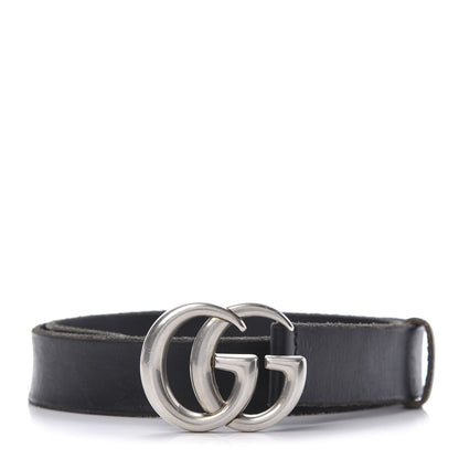 Gucci Cuoio Toscano Nickel Double G 30mm Belt 80 32 Black 1 of 5