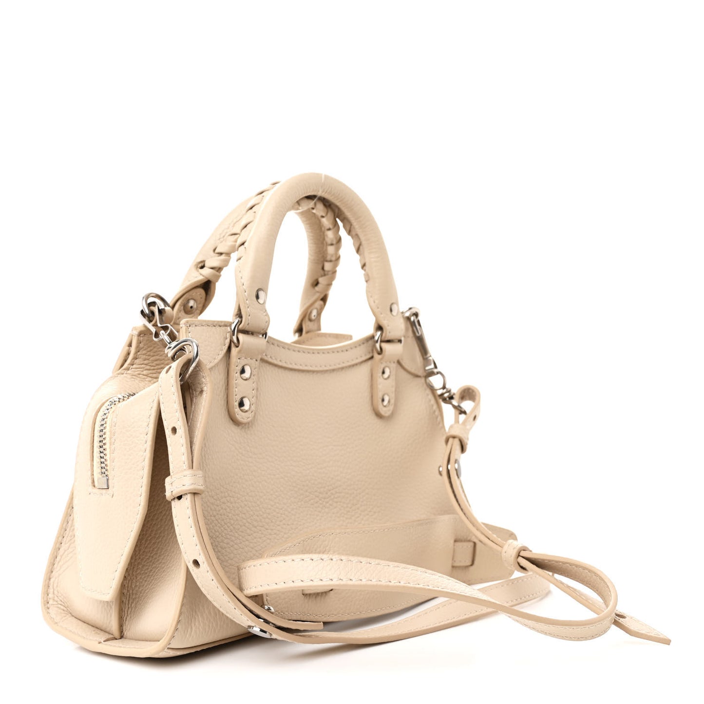 Grained Calfskin Neo Classic Silver Hardware Mini City Cream