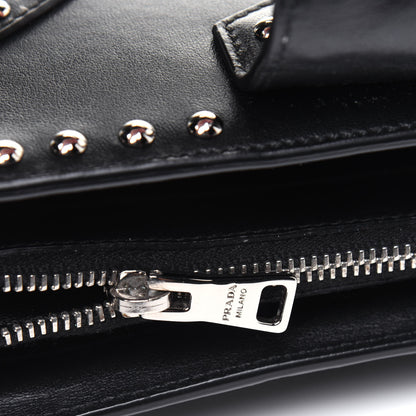 Prada Soft Calf Studded Clutch Black 9 of 12