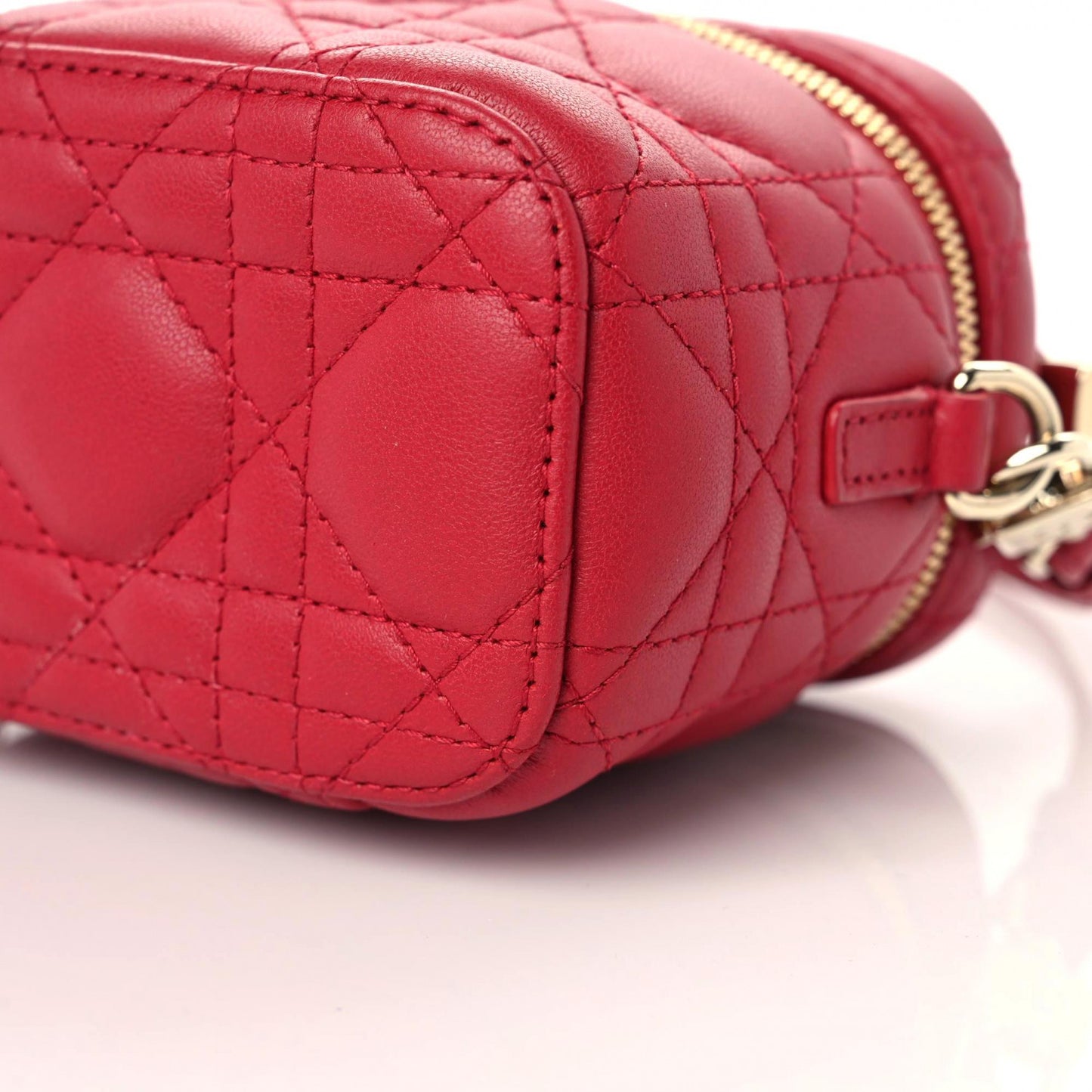 Lambskin Cannage Micro Vanity Case Poppy Red