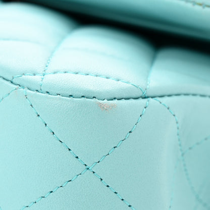 Chanel Lambskin Quilted Medium Double Flap Light Blue 11 of 12