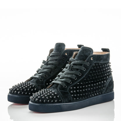 Christian Louboutin Mens Suede Louis Spikes Flat Sneakers 45 Nuit 3 of 8