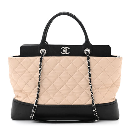 Chanel Calfskin Caviar Quilted Large Shopping Tote Beige Black 1 of 13
